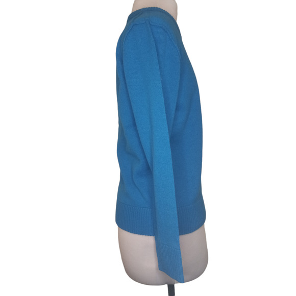 NWT 525 America Electric Teal Blue Cashmere Sweater - Picture 2 of 5